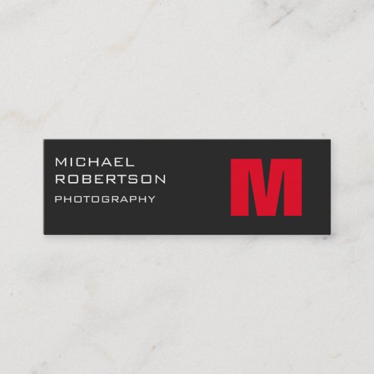 Slim Red Gray Monogram Fotografiet Visitekaartje (Voorkant)