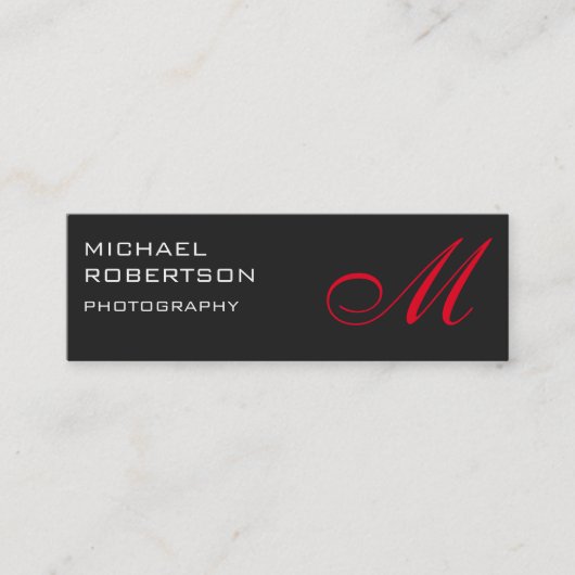Slim Red Gray Monogram Fotografiet Visitekaartje (Voorkant)