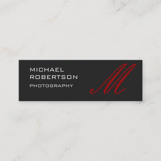Slim Red Gray Monogram Fotografiet Visitekaartje (Voorkant)
