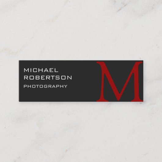 Slim Red Gray Monogram Fotografiet Visitekaartje (Voorkant)