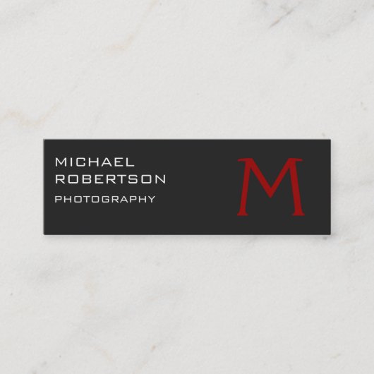 Slim Red Gray Monogram Fotografiet Visitekaartje (Voorkant)