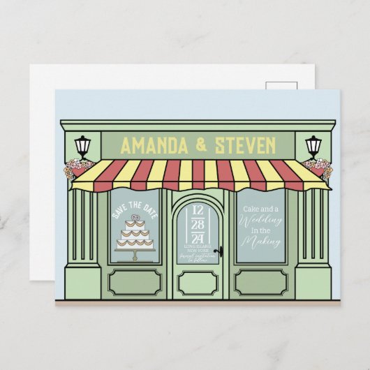 Slim, schattig, café met thema's om het datumontwe briefkaart (Voorkant / Achterkant)