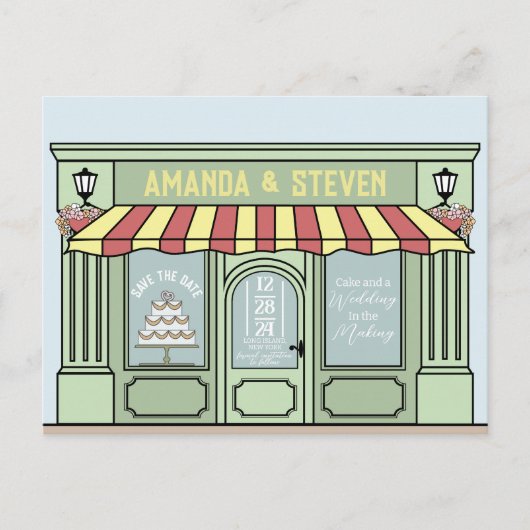 Slim, schattig, café met thema's om het datumontwe briefkaart (Voorkant)