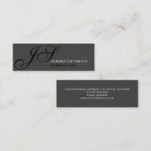 Slim Script Monogram Consultant grijs Visitekaartj Mini Visitekaartje (Voorkant / Achterkant)
