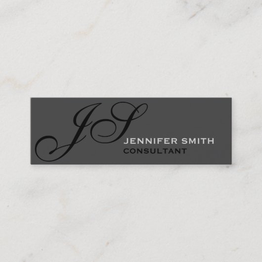Slim Script Monogram Consultant grijs Visitekaartj Mini Visitekaartje (Voorkant)