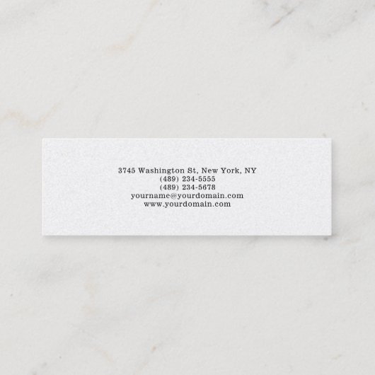 Slim Skinny Elegant Minimal Professional Eenvoudig Mini Visitekaartje (Achterkant)