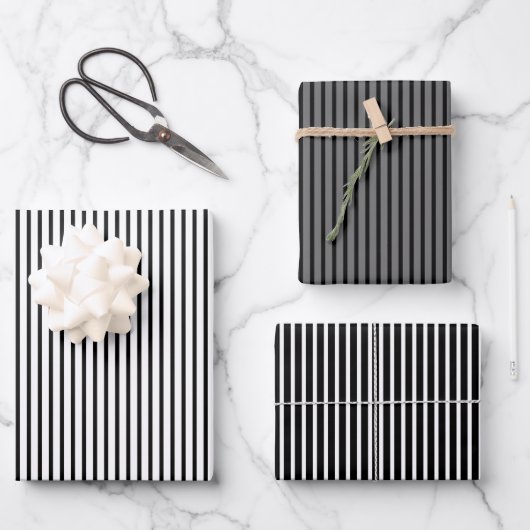 Slim Stripes Grayscal-opvulbladen Inpakpapier Vel (Voorkant)