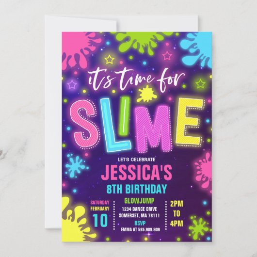 Slim-uitnodiging voor Slim-wedstrijd Neon Slime Pa Kaart (Voorkant)