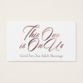 Slim, Vet, elegant Roos Gold Script Drink Tickets Visitekaartje (Voorkant)