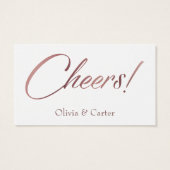Slim, Vet, elegant Roos Gold Script Drink Tickets Visitekaartje (Achterkant)