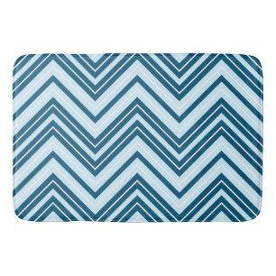Slim Zigzag Patroon Blauw & Wit Badmat