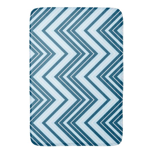 Slim Zigzag Patroon Blauw & Wit Badmat (Voorkant Verticaal)