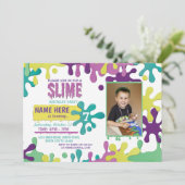 Slime Birthday Party Driving Photo Invite 6 7 8 9 Kaart (Staand voorkant)