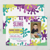 Slime Birthday Party Driving Photo Invite 6 7 8 9 Kaart (Voorkant / Achterkant)