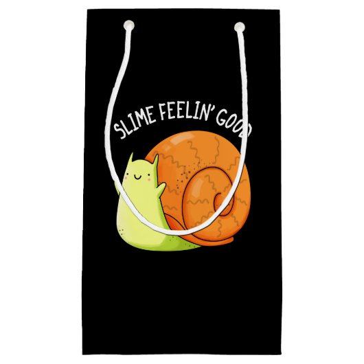 Slime Feelin Good Funny Snail Pun Dark BG Klein Cadeauzakje (Voorkant)
