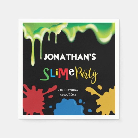 Slime Fun children Birthday party gepersonaliseerd Servet (Voorkant)