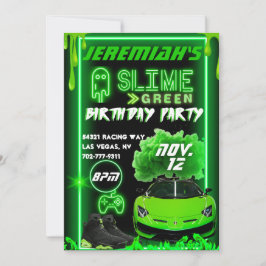Slime Green Birthday Party Kaart