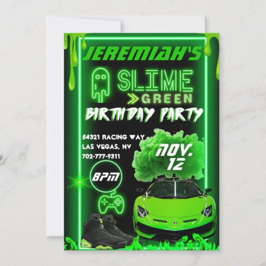 Slime Green Birthday Party Kaart (Voorkant)