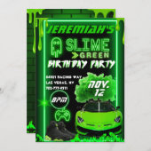 Slime Green Birthday Party Kaart (Voorkant / Achterkant)