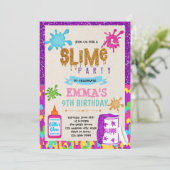 Slime meisje thema party Uitnodiging (Staand voorkant)