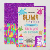 Slime meisje thema party Uitnodiging (Voorkant / Achterkant)