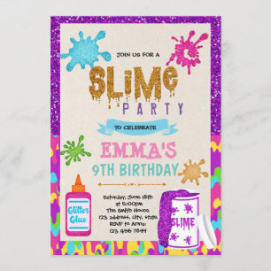 Slime meisje thema party Uitnodiging