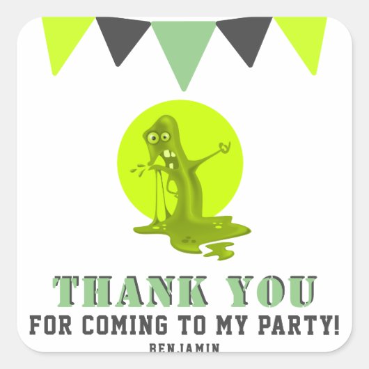 Slime Monster Dank je verjaardag Vierkante Sticker (Voorkant)