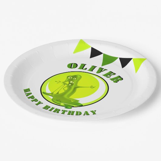 Slime Monster Funny Kind: Happy Birthday Papieren Bordje (Gekanteld)