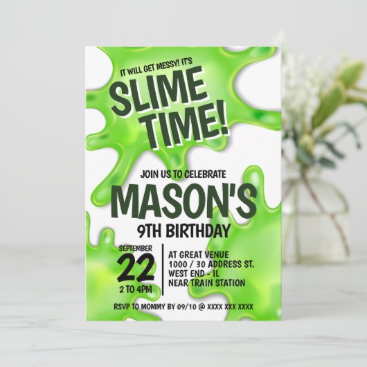 Slime Party Birthday Kaart (Staand voorkant)
