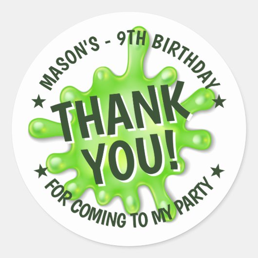 Slime Party Dank je Ronde Sticker (Voorkant)