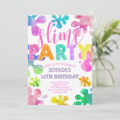 Slime Party Girl Verjaardag Regenboog Kleurrijk Kaart (Staand voorkant)