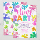 Slime Party Girl Verjaardag Regenboog Kleurrijk Kaart (Voorkant / Achterkant)
