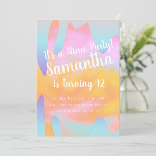 Slime Party Ombre Drift Birthday Rainbow Kaart (Staand voorkant)