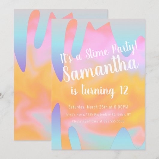 Slime Party Ombre Drift Birthday Rainbow Kaart (Voorkant / Achterkant)
