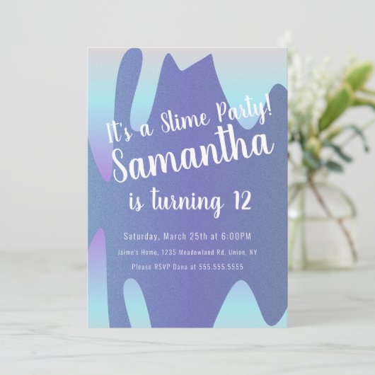 Slime Party Ombre Drift Birthday Sparkle Blue Kaart (Staand voorkant)