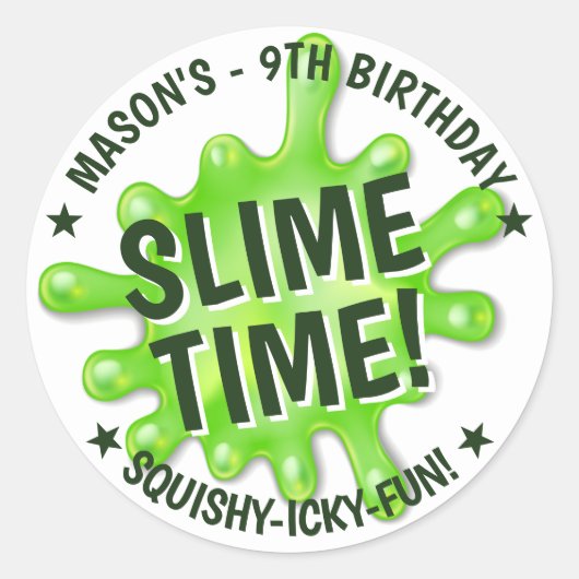 Slime Party Ronde Sticker (Voorkant)