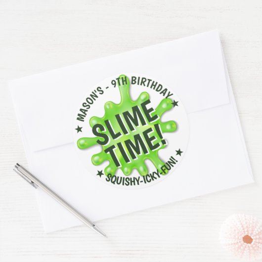 Slime Party Ronde Sticker (Envelop)