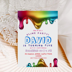 Slime Party uitnodiging Ranbow Slime Verjaardag