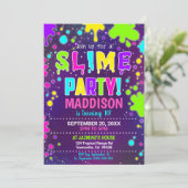 Slime Party Uitnodiging Slime Verjaardag Uitnodigi (Staand voorkant)