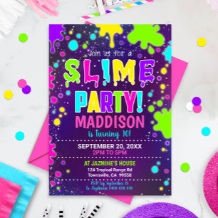 Slime Party Uitnodiging Slime Verjaardag Uitnodigi