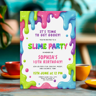Slime Party Verjaardag Bash Kleurrijk Gooey Design Kaart