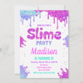 Slime Party Verjaardag Uitnodiging Glitter (Voorkant)