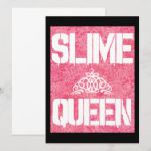 Slime Queen Invitation, Slime Birthday Party Kaart (Voorkant / Achterkant)