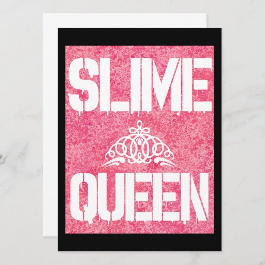 Slime Queen Invitation, Slime Birthday Party Kaart (Voorkant / Achterkant)