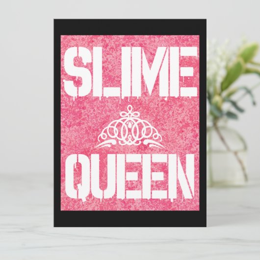Slime Queen Invitation, Slime Birthday Party Kaart (Staand voorkant)