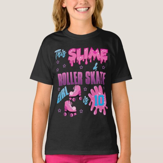 Slime Roller Schaats Colorful Birthday Girl Custom T-shirt (Voorkant)