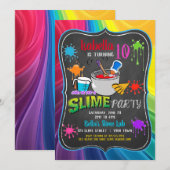 Slime Time Primary Rainbow Birthday Party Invitati Kaart (Voorkant / Achterkant)