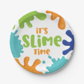 Slime Time Verjaardagsfeestje Borden Sinaasappel B Papieren Bordje (Voorkant)