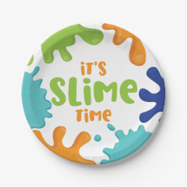 Slime Time Verjaardagsfeestje Borden Sinaasappel B Papieren Bordje