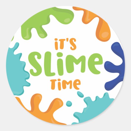 Slime Time Verjaardagsfeestje Borden Sinaasappel B Ronde Sticker (Voorkant)